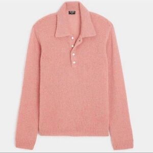 Todd Snyder Mohair Sweater Polo Mens Medium Mauve Pink